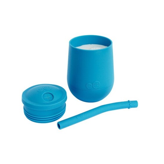 Ezpz Εκπαιδευτικό Παιδικό Ποτηράκι "Mini Cup" από Σιλικόνη+ καλαμάκι Blue 118ml για 9m+ MS-B7709U