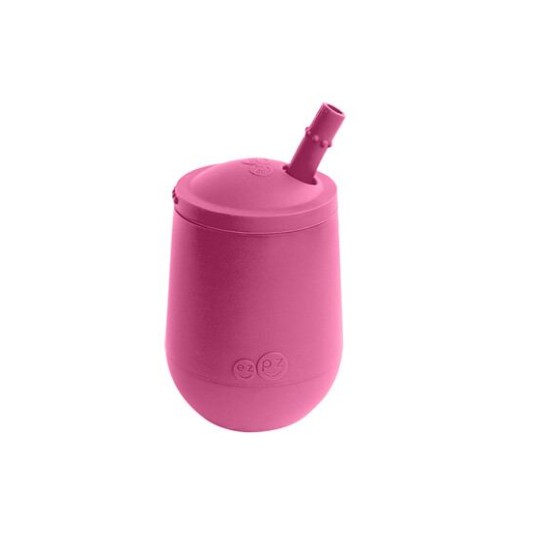 Ezpz Εκπαιδευτικό Παιδικό Ποτηράκι "Mini Cup" από Σιλικόνη+ καλαμάκι Pink 118ml για 9m+ MS-P7424U