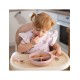 BabyOno Πιάτο σιλικόνης με 3 θέσεις, καπάκι & βάση με βεντούζα - Ροζ 6+m BN1661/02