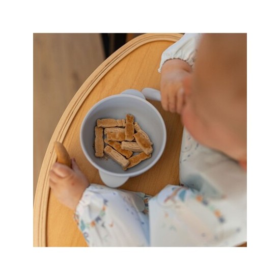 BabyOno Μπολάκι σιλικόνης με λαβές, καπάκι & βάση με βεντούζα - Μπλε 6+m BN1662/01