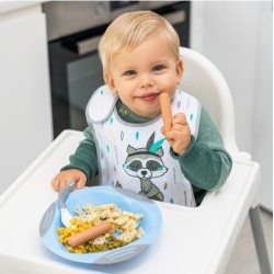 BabyOno Σαλιάρα Βαμβακερή - Αδιάβροχη 6m+ Ρακούν Γκρι BN832/03	