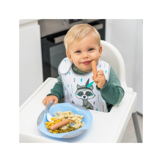 BabyOno Σαλιάρα Βαμβακερή - Αδιάβροχη 6m+ Ρακούν Γκρι BN832/03	