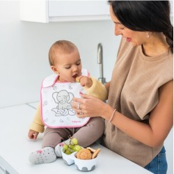 BabyOno Σαλιάρα Βαμβακερή - Αδιάβροχη 6m+ Ελεφαντάκι Ροζ BN832/01