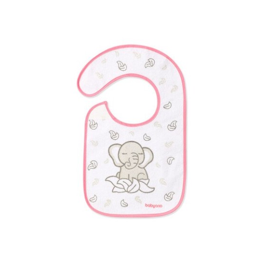 BabyOno Σαλιάρα Βαμβακερή - Αδιάβροχη 6m+ Ελεφαντάκι Ροζ BN832/01