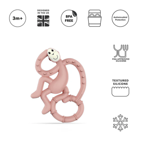 Matchstick Monkey Μασητικό Οδοντοφυΐας "Dancing Monkey" από Καουτσούκ Dusty Pink 24170