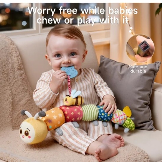 BABY CLOUD Βρεφικό Παιχνίδι Δραστηριοτήτων Κάμπια με Μελισσούλα, Μασητικό και Δόνηση (0Μ+) BC050409