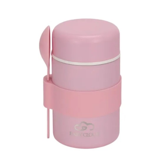 BABY CLOUD Θερμός Φαγητού με Κουτάλι 400ml – Ροζ BC000509
