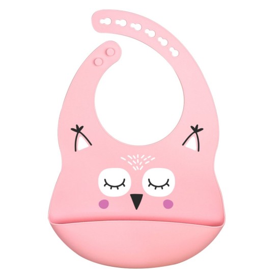 BABY CLOUD Σαλιάρα Σιλικόνης – Κουκουβάγια Ροζ BC000911