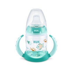 Nuk First Choice Εκπαιδευτικό Μπιμπερό με Στομιο Σιλκ.& Λαβες Temp.Control Τιρκουάζ Ψαράκια 6-18m+ 150ml 10743943
