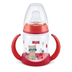 Nuk First Choice Εκπαιδευτικό Μπιμπερό με Στομιο Σιλκ.& Λαβες Temp.Control  Κόκκινο Ρακούν 6-18m+ 150ml 10743943
