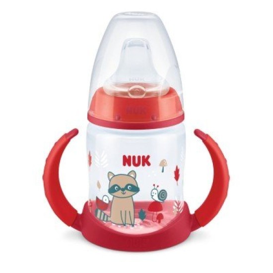 Nuk First Choice Εκπαιδευτικό Μπιμπερό με Στομιο Σιλκ.& Λαβες Temp.Control  Κόκκινο Ρακούν 6-18m+ 150ml 10743943