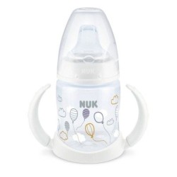Nuk First Choice Εκπαιδευτικό Μπιμπερό με Στομιο Σιλκ.& Λαβες Temp.Control μπαλόνια λευκό 6-18m+ 150ml  10743943