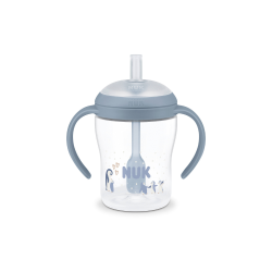 NUK Perfect Match Εκπαιδευτικό Ποτήρι με Καλαμάκι Σιλικόνης 8m+ 150ml Blue Penguin 10215401