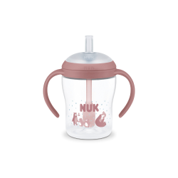 NUK Perfect Match Εκπαιδευτικό Ποτήρι με Καλαμάκι Σιλικόνης 8m+, 150ml Pink Bear 10215402