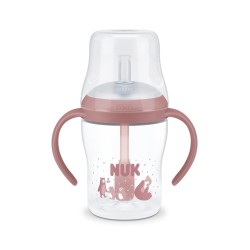 NUK Perfect Match Εκπαιδευτικό Ποτήρι με Καλαμάκι Σιλικόνης 8m+, 150ml Pink Bear 10215402