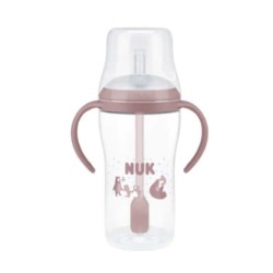NUK Perfect Match Εκπαιδευτικό Ποτήρι με Καλαμάκι Σιλικόνης 8m+, 260ml Pink Bear 10216319