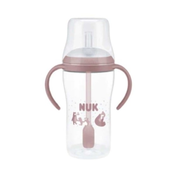 NUK Perfect Match Εκπαιδευτικό Ποτήρι με Καλαμάκι Σιλικόνης 8m+, 260ml Pink Bear 10216319