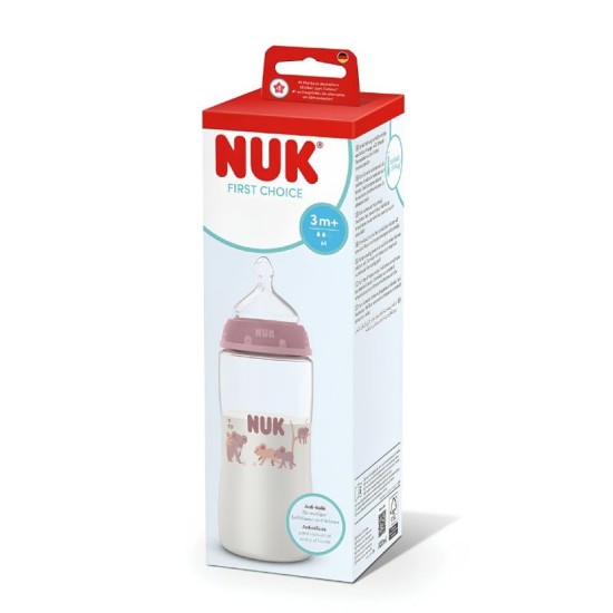 NUK First Choice Μπιμπερό Πλαστικό 300ml με θηλή σιλικόνης 3m+ Koala Pink 10216343