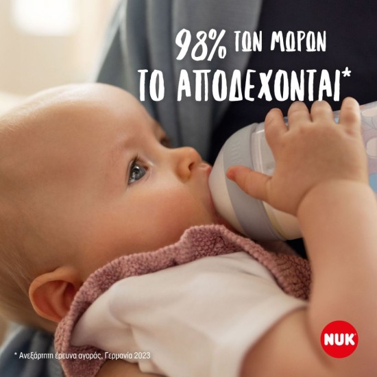 NUK Perfect Match Μπιμπερό Γυάλινο με Θηλή Σιλικόνης 0m+ 120ml rainbow Λευκό 10211038